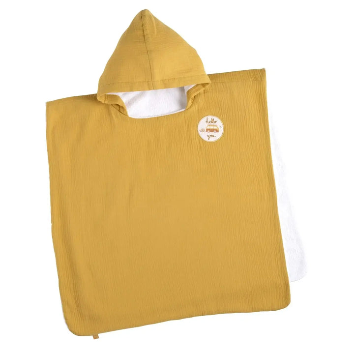 Cape de Bain Bébé Style Poncho à Capuche 100% Coton